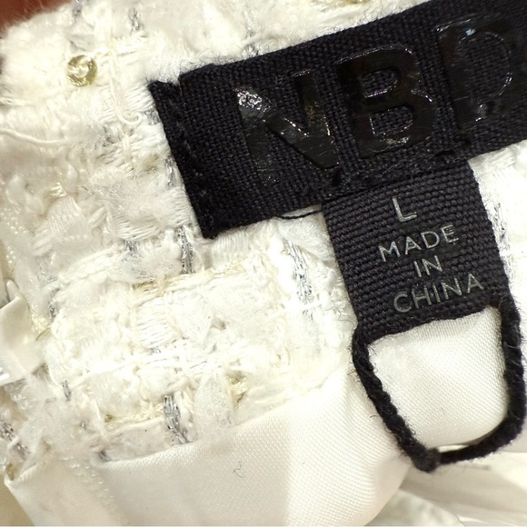 NBD Kenzie Mini Dress in White Tweed Metallic REVOLVE size L - Picture 10 of 12